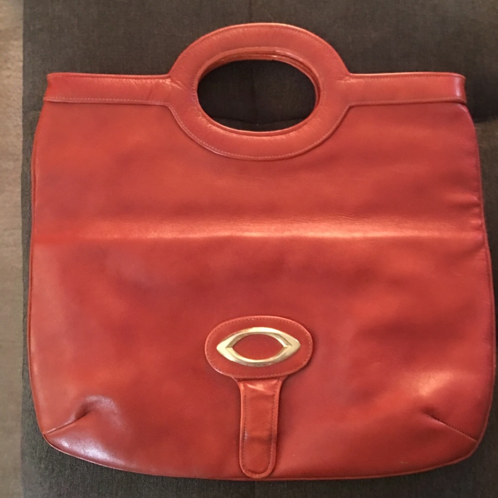Cognac vintage leather bag / clutch